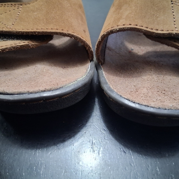 Brown Suede Slip-On Sandals with Wide Straps - Picture 3 of 10